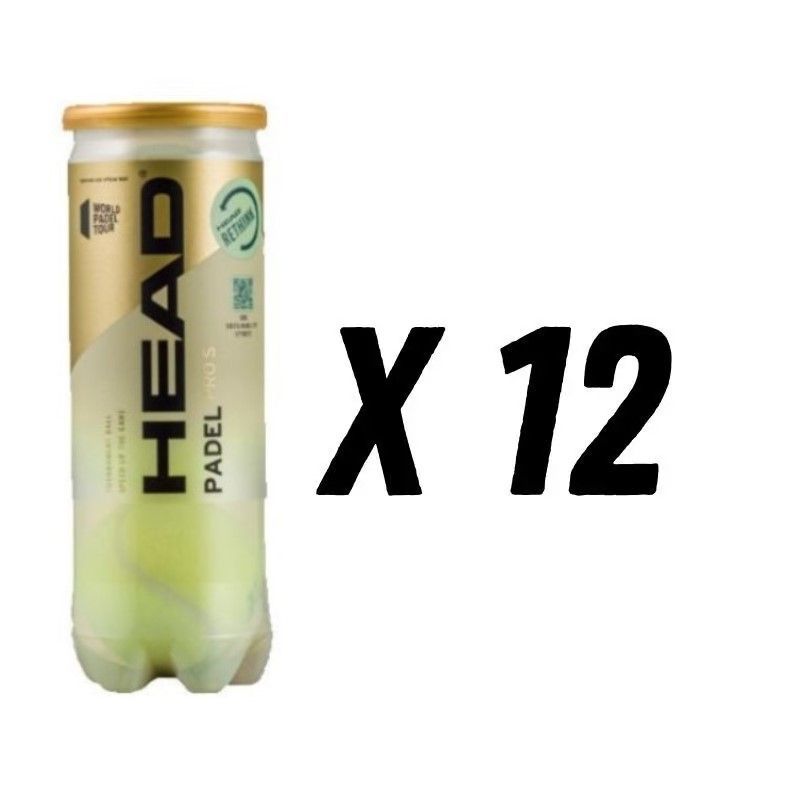 LOT DE 12 TUBES DE BALLES HEAD PADEL PRO S